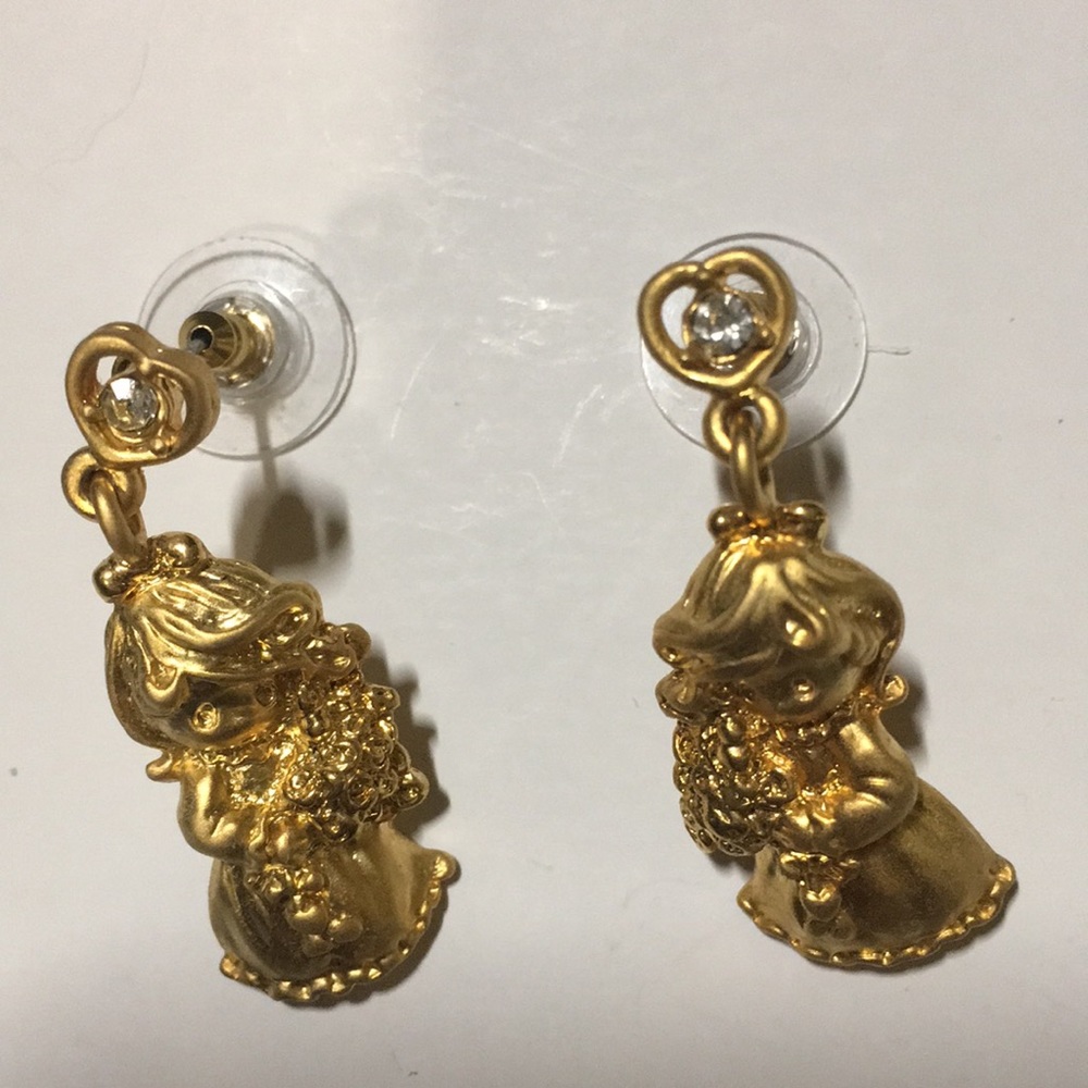 Little girl earrings and Green Heart earrings